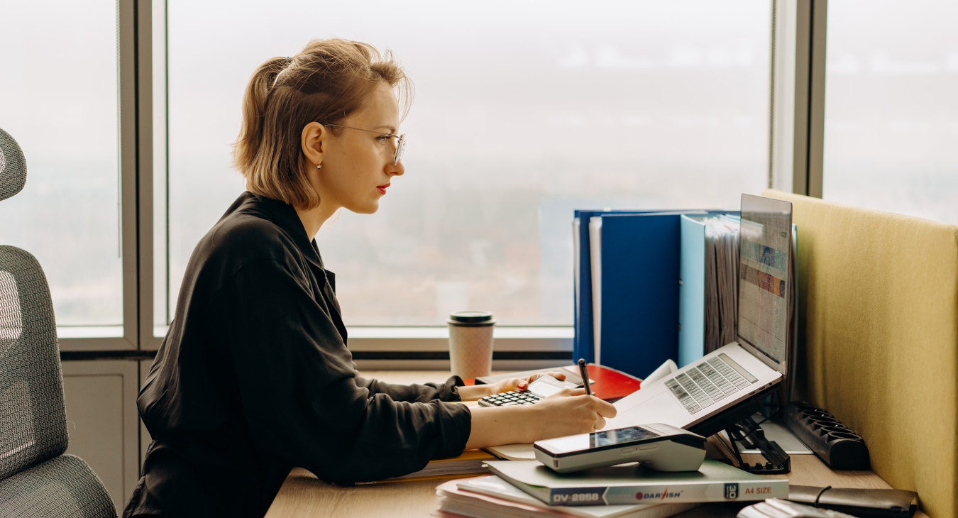 Woman working on cloud accounting